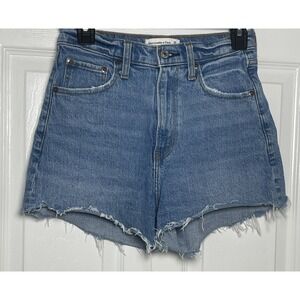 Abercrombie Fitch 90s Relaxed Cutoff High Rise Denim Shorts Size 26 2